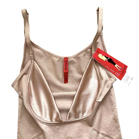Spanx Rose Gold 2325 Size Large Open-Bust Mid-Thigh Body Shapewear Bodysuit NEW - Picture 2 of 9